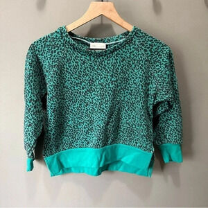 Francesca's Jun &‎ Ivy teal and black cheetah print sweater. Youth 14
